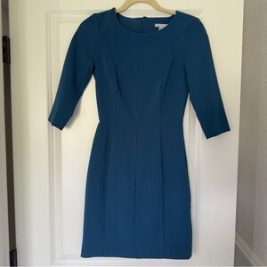 H&M Chic Long 3/4 Sleeve Blue Women's Midi Dress Size 2